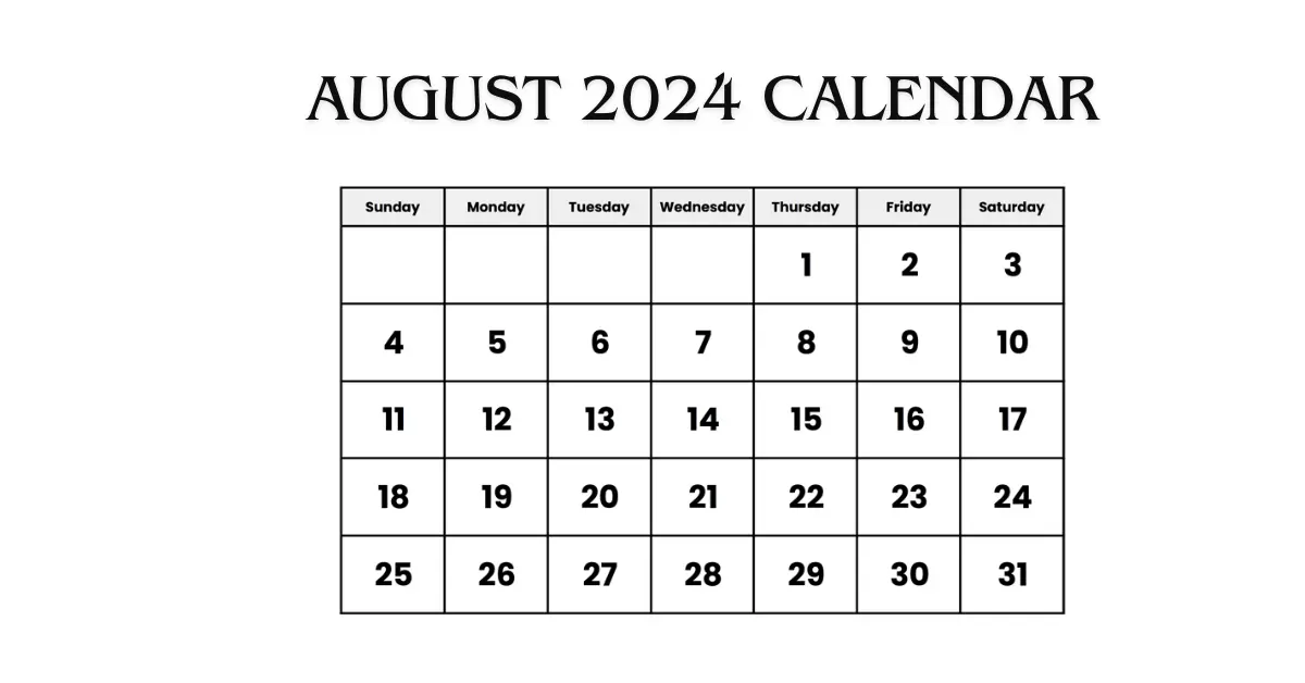 august 2024 calendar